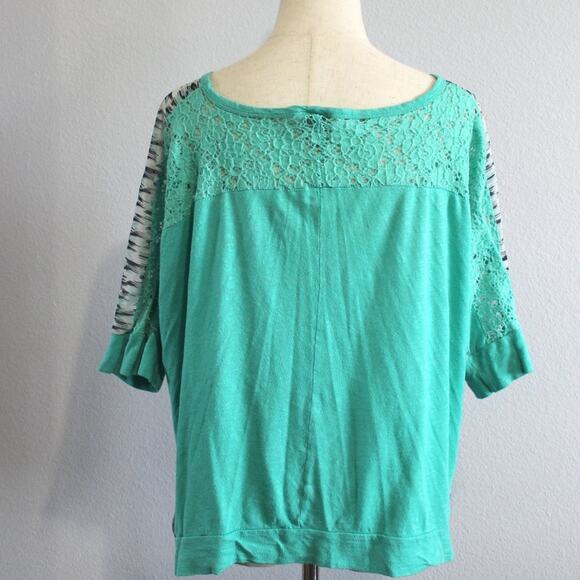 Vanity Beautiful Aqua Green Blouse Size Large Lightweight Lace Back Size XL - Picture 4 of 7